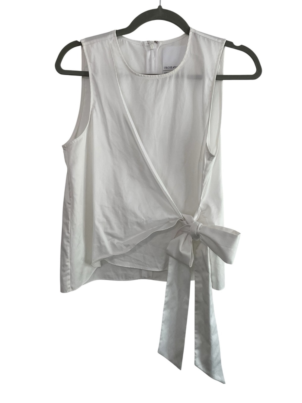 Prose & Poetry White Cotton Poplin Top with Bow Size XS